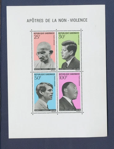 GABON  - Scott C81a  - MNH S/S - Ghandi,  Bobby, JF Kennedy, Martin Luther King Cover