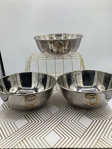 Set of 3 Everyday Stainless Steel Bowl Set with Gold handles - Picture 1 of 4