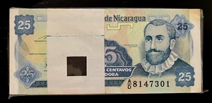 Nicaragua 25 CENTAVO P-170 1991 x 100 Pcs Lot Bundle Flowers UNC Nicaraguan NOTE - Picture 1 of 4