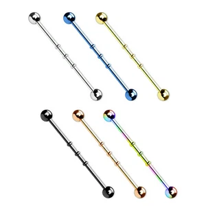 Ohr Piercing Industrial Barbell Hantel Stab Edelstahl Kugel Ohrpiercing BSP4 - Bild 1 von 7
