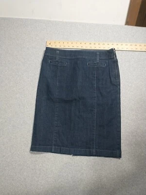Ann Taylor  Denim Pencil Skirt Size 4 Blue Jean Side Zip Pockets Career - Image 1 of 4