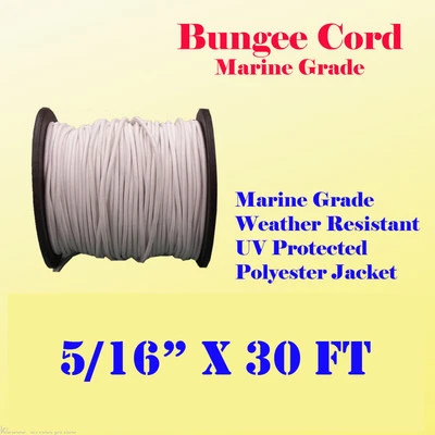 MTP (MULTITOOLPRO) 5/16" x 30 Ft (10 Yard) Premium Marine Grade Bungee Shock Stretch Cord UV White