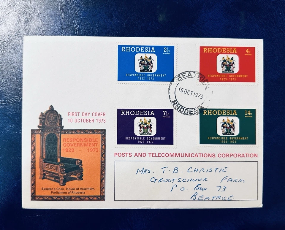 1973 Rhodesia Responsible Government FDC ⭐ - Image 1 of 1