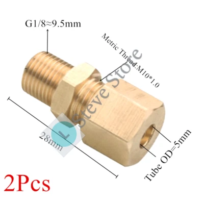 5mm x 1/8 Male BSP G Thread Connector Brass Compression Fitting for 5mm OD Tube - Image 1 of 2