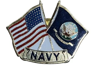 Prendedor de solapa militar de la Marina de los Estados Unidos y banderas estadounidenses de 1 1/4 pulgadas - Imagen 1 de 9