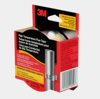 3M High Temperature FLUE TAPE Seals Leaks Hot Air Ducts 1.5" x 5 Yd 2113NA NEW!!