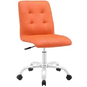 MODWAY Office Chair 36.5" x 23.5" Faux Leather Seat Modern Ergonomic Orange - Picture 1 of 4