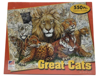 Great American Puzzle Factory Great Cats 550 Piece Jigsaw Puzzle New Fast Ship - Image 1 of 4