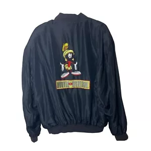 Vintage Bomber Jacket Mens Size Medium Silk Marvin the Martian Looney Tunes 90s - Picture 1 of 7