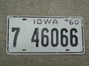 1960 IOWA  License Plate 7 46066 Black Hawk County IA  x - Picture 1 of 1