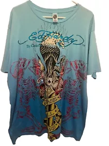 Camiseta De Colección Ed Hardy Por Christian Audigier "Erase All Frears" Talla 2XL - Imagen 1 de 4