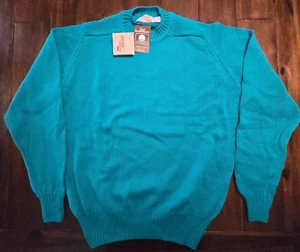 NOS Vintage The Fox Collection Sweater XL Green Blue 100% Cotton New with Tags - Picture 1 of 6