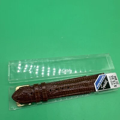 22mm Speidel Brown Padded Gator Stitched Genuine Leather  Watch Band NEW - Image 1 of 4