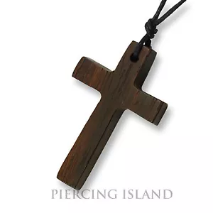 Kreuz Holzkreuz Halskette Kruzifix Anhänger Kette Holz Handarbeit Design N238 - Bild 1 von 1