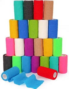 24 Pack 4” X 5 Yards Self Adhesive Bandage Wrap Rolls for Sports and First Aid - Picture 1 of 12