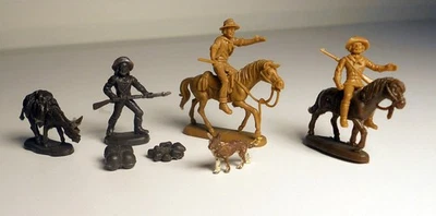 Lote de 9 Burro 3 vaqueros vintage 1:72 2 caballos 1 perro surtido FRONTIER ESCI, etc. Foto 1 de 4