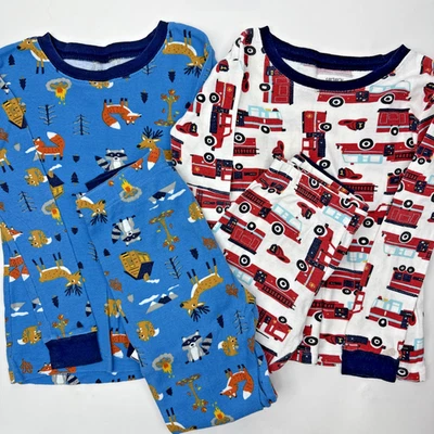 Carters Boys Pajamas Size 5 Lot of 2 Animals Fire Trucks 100% Cotton Snug Fit - Image 1 of 4