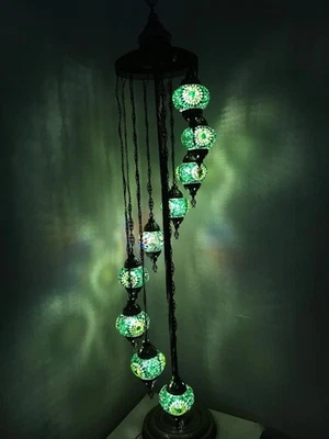 9 Globe Turkish Mosaic Floor Lamp: Handmade Moroccan Standing Lantern - Image 1 of 4