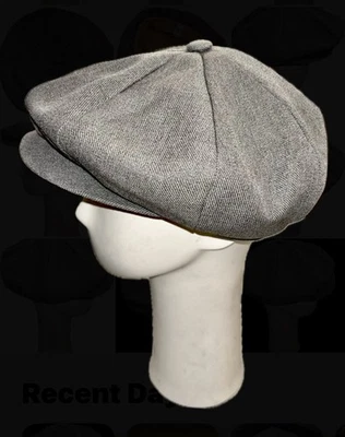 Gorra de noticiero vintage de sarga de 8 paneles nueva de colección sombrero plano skally ropa de trabajo para hombre M 7 1/8 Foto 1 de 4