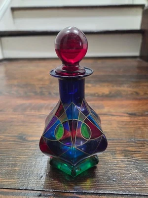 Botella de perfume de vidrio artístico vintage jarra de tocador Foto 1 de 4