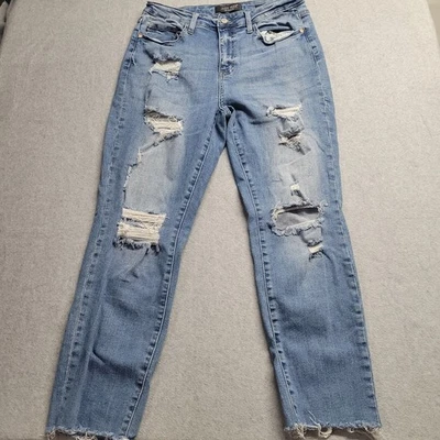 Pantalones de mezclilla para mujer JUDY BLUE Boyfriend Fit talla 11/30 lavado claro desgastado Foto 1 de 4