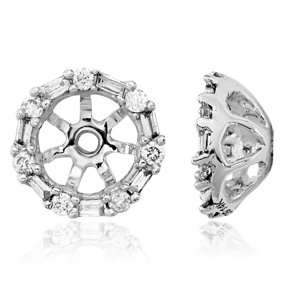 Chaquetas para pendientes de diamantes de oro blanco macizo de 14K Foto 1 de 4