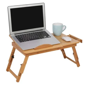 Adjustable Laptop Stand Bamboo Folding Portable Computer Desk For 16' Laptops UK - Picture 1 of 10