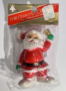 Vintage New In Package Celluloid Blowmold Santa with Bell Ringing Christmas 3.5” - Picture 1 of 5