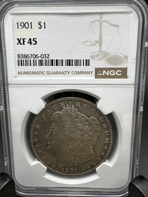 1901 Morgan Dollar CERTIFIED NGC XF 45 Silver Dollar XF45 - Image 1 of 4