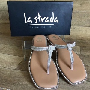 Sandalias chanclas planas LA STRADA con brillo diamante para mujer Reino Unido 7,5 - UE 42 - US10 - Imagen 1 de 9