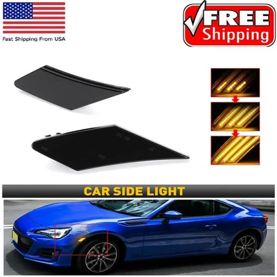 For 2013-19 Subaru Scion BRZ FR-S Smoked LED Side Lens Marker Bumper Light Lamp - Image 1 of 4