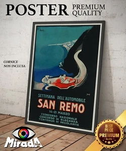 Copia De Autor Póster Locandina Vintage SANREMO Automóvil Carrera Auto Histórica - Imagen 1 de 3