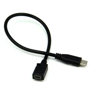 Mini USB Female to USB Type C Male Charging Data Transfer Sync Adapter Cable - Picture 1 of 3