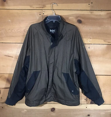 DryJoys by FootJoy Houndstooth 雨高尔夫夹克外套男式 L 码全拉链 — 第 1/4 张图片