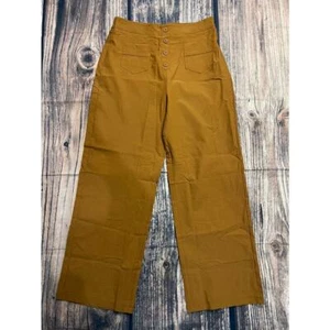 NWT Women's High Waist Wide Leg Pants Brown Size Large Casual Button Front - Picture 1 of 6