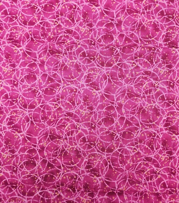 Laura Wagner Fabric Circles & Gold Accents 31" x 41" Hot Pink Fabric 100% Cotton - Image 1 of 2