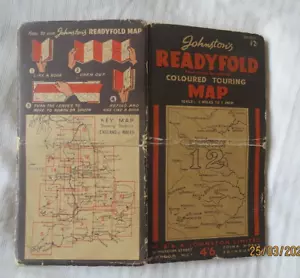 JOHNSTON'S READYFOLD COLOURED TOURING MAP SECTION 12 c 1947 - Picture 1 of 5