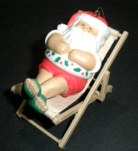 Beach Time Sunshine Santa Ornament American Greetings 1987 - Picture 1 of 8