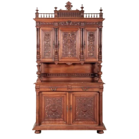 Cabinet, Carved Wood, French Henri II Style, 3 Shelves, Storage, Circa 1900's!! Cover