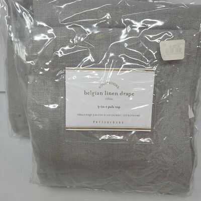 Juego de cortinas de lino belgas Pottery Barn TW0 50x108 gris Libeco $558 Foto 1 de 2