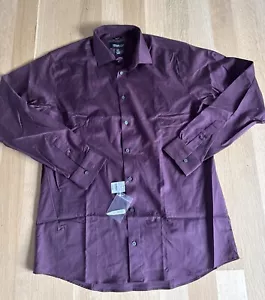 Kenneth Cole Awear-Tech Burgundy/ Purple Dress Shirt Slim Fit 17 36/37 Tall - Picture 1 of 6