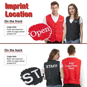 Custom Unisex Volunteer Vest Button Down Supermarket Work Uniform Workwear - Picture 1 of 9