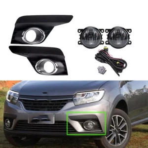 Juego de faros antiniebla para parachoques delantero con kit de cubierta de rejilla para Renault Sandero 2018-2020 - Imagen 1 de 6