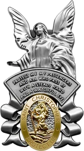 St Christopher Medal Car Saint Christopher Visor Clip Guardian Angel Visor Acces - Picture 1 of 6
