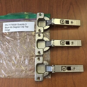 3 Blum 71T9550 95 Degree Clip Top Hinge for Thick Door Self-Close Full Overlay - Picture 1 of 8