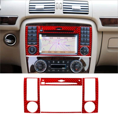 Cubierta de consola central de fibra de carbono roja 4 piezas para Mercedes-Benz R320/350 Foto 1 de 4