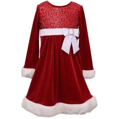 BONNIE JEAN Big Girl's 16 Red Christmas Sequin Velvet Santa Dress NWT - Image 1 of 2
