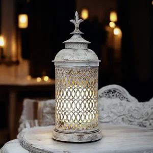 Shabby Chic Lantern "SONNENBERBG" Art Nouveau Table Lamp Unique Table Light - Picture 1 of 20