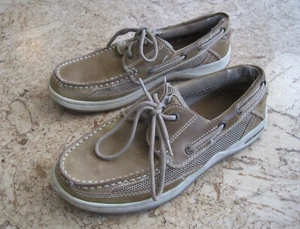 Margaritaville Men's Size 8 Anchor Leather/Mesh Boat Shoe - 2 Eye Lace-Up Casual - Picture 1 of 12