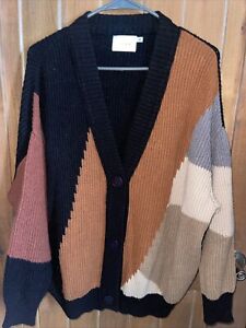 Lush Color block Overaized Relaxed Sweater Size Small Buttons